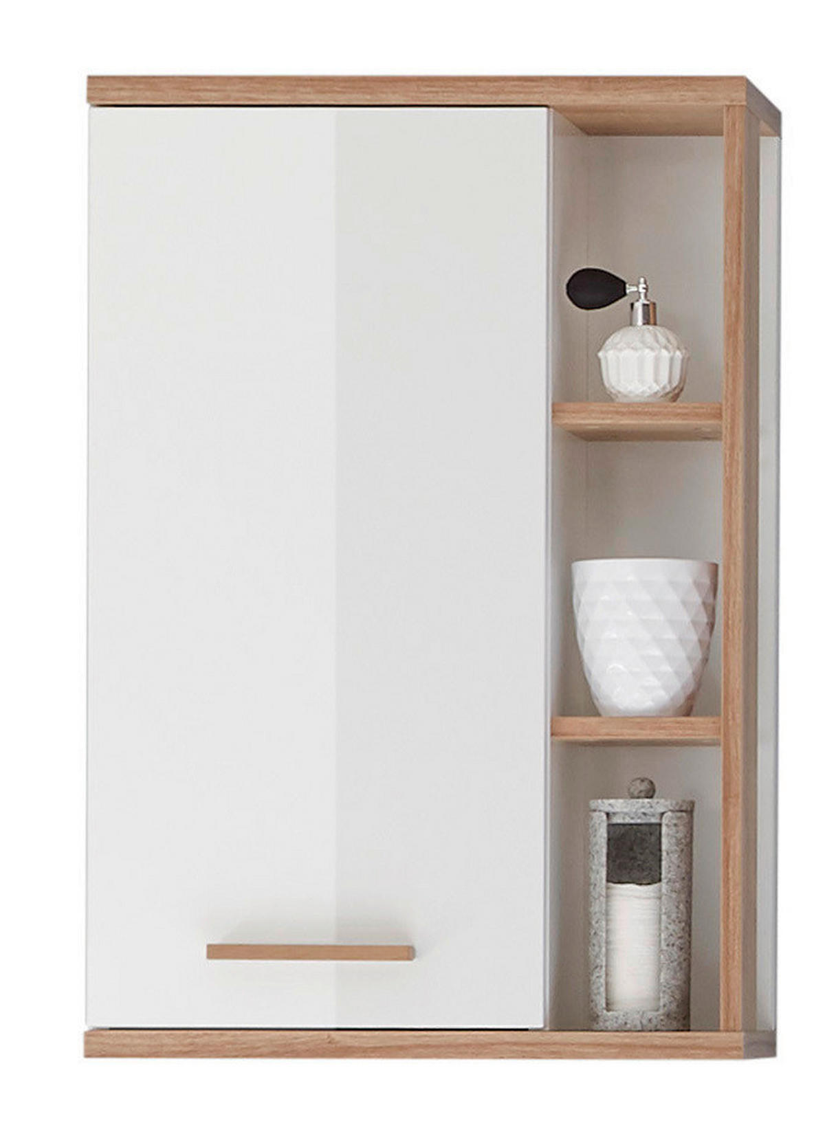 FALISZEKRÉNY 50,5/74,5/20,5 cm  - tölgyfa/fehér, Konventionell, faalapú anyag/Üveg (50,5/74,5/20,5cm) - Xora