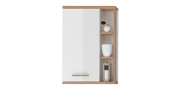 HÄNGESCHRANK 50,5/74,5/20,5 cm  - Eichefarben/Weiß, KONVENTIONELL, Glas/Holzwerkstoff (50,5/74,5/20,5cm) - Xora