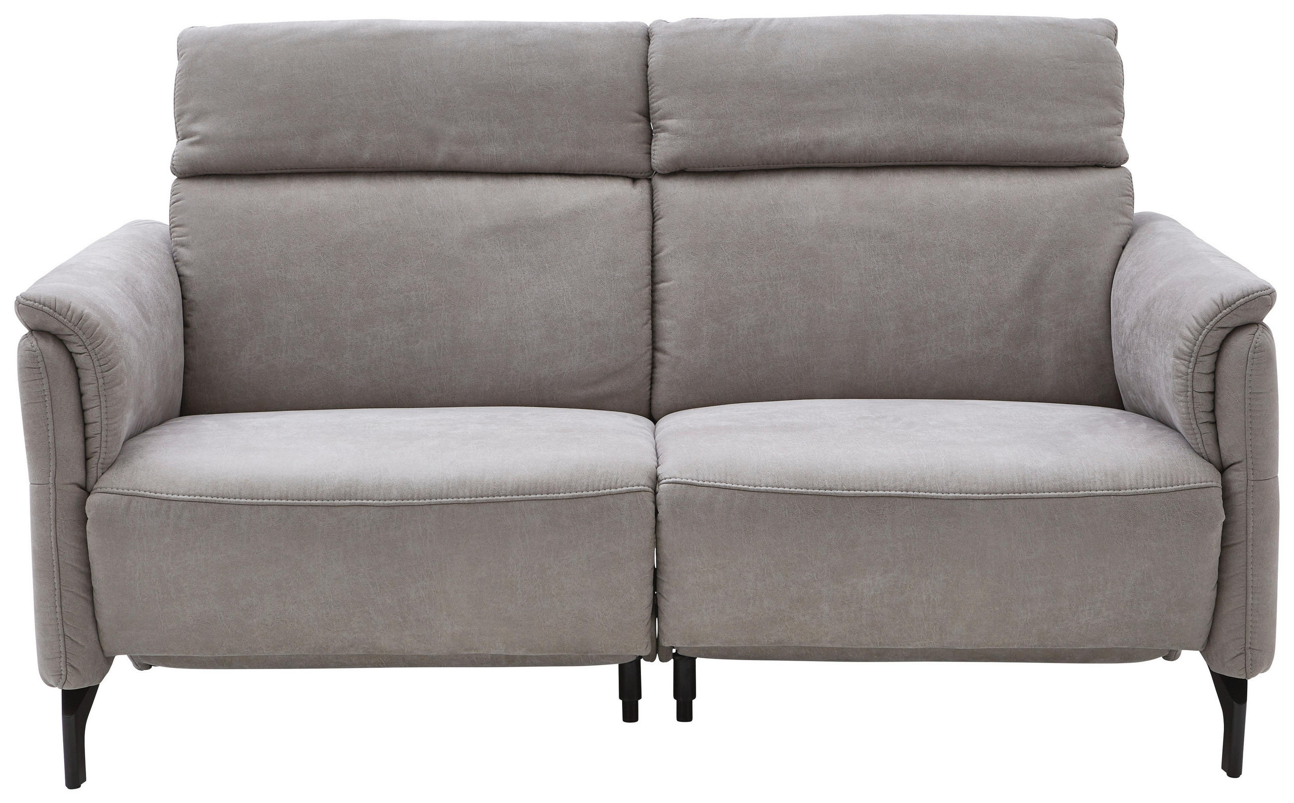 2-SITZER-SOFA Lederlook Hellgrau  - Hellgrau/Schwarz, KONVENTIONELL, Textil/Metall (194/103/92cm) - Dieter Knoll