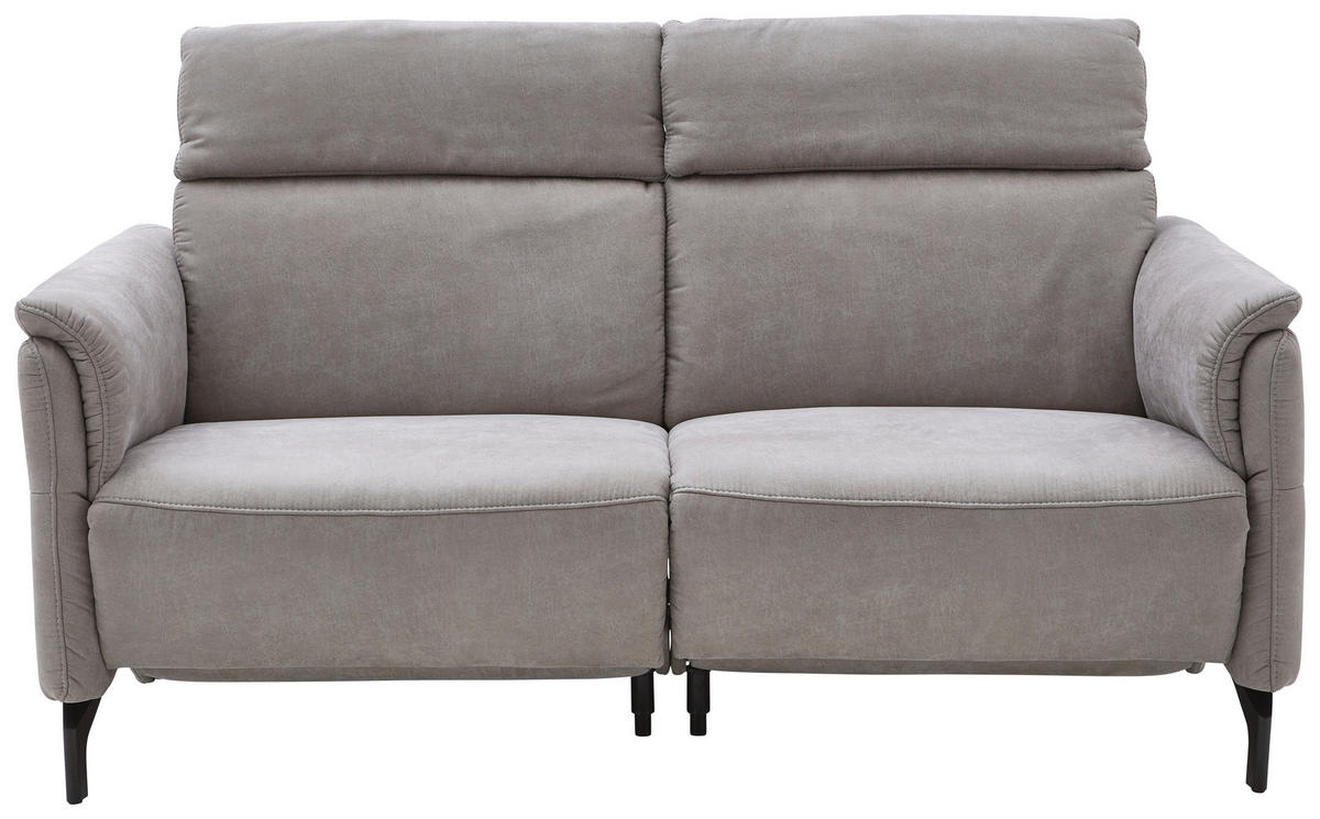 2-SITZER-SOFA Lederlook Hellgrau  - Hellgrau/Schwarz, KONVENTIONELL, Textil/Metall (194/103/92cm) - Dieter Knoll