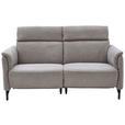 2-SITZER-SOFA Lederlook Hellgrau  - Hellgrau/Schwarz, KONVENTIONELL, Textil/Metall (194/103/92cm) - Dieter Knoll