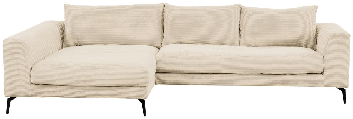 ECKSOFA in Cord Creme  - Creme/Schwarz, Design, Textil/Metall (172/313cm) - Livetastic