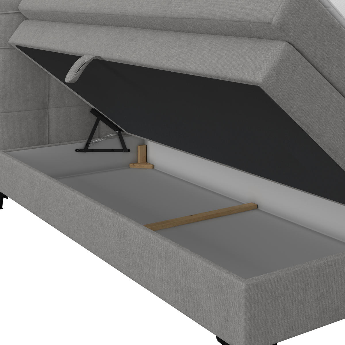 BOXSPRINGBETT 140/200 cm,  in Grau, H3 = fest  - Schwarz/Grau, KONVENTIONELL, Kunststoff/Textil (140/200cm)