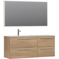 BADEZIMMER 3-teilig  in 151,2 cm  - Eichefarben/Weiß, KONVENTIONELL, Holzwerkstoff/Stein (151,2cm) - Belluti