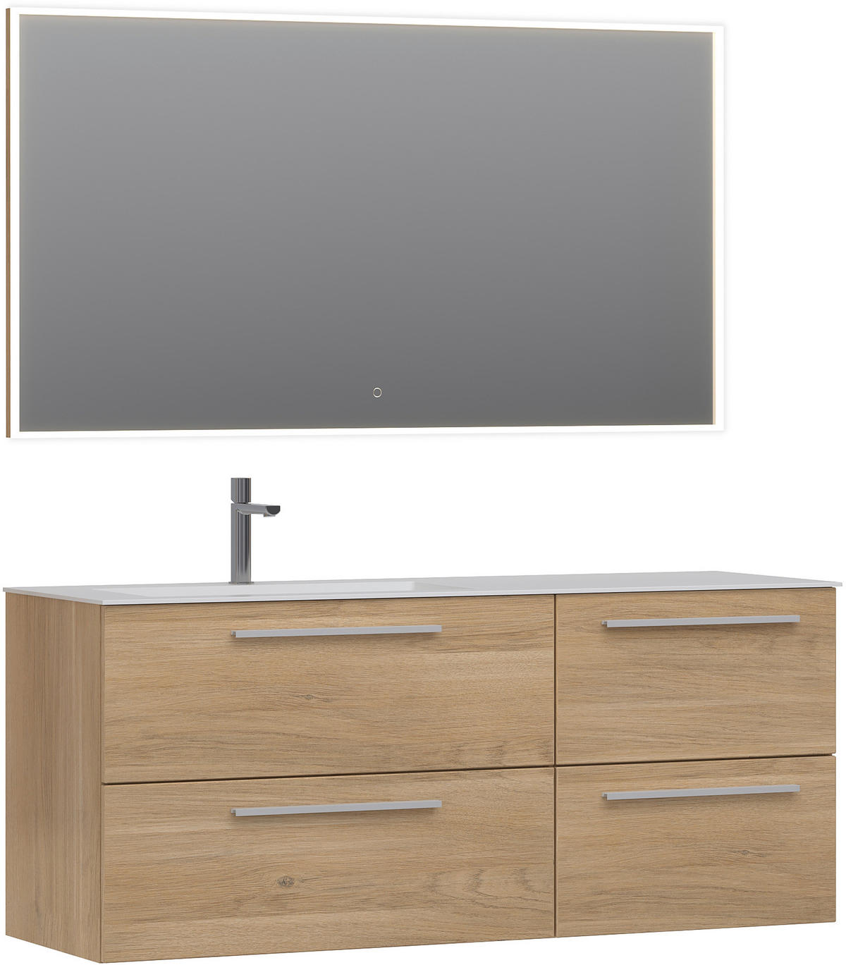 BADEZIMMER 3-teilig  in 151,2 cm  - Eichefarben/Weiß, KONVENTIONELL, Holzwerkstoff/Stein (151,2cm) - Belluti