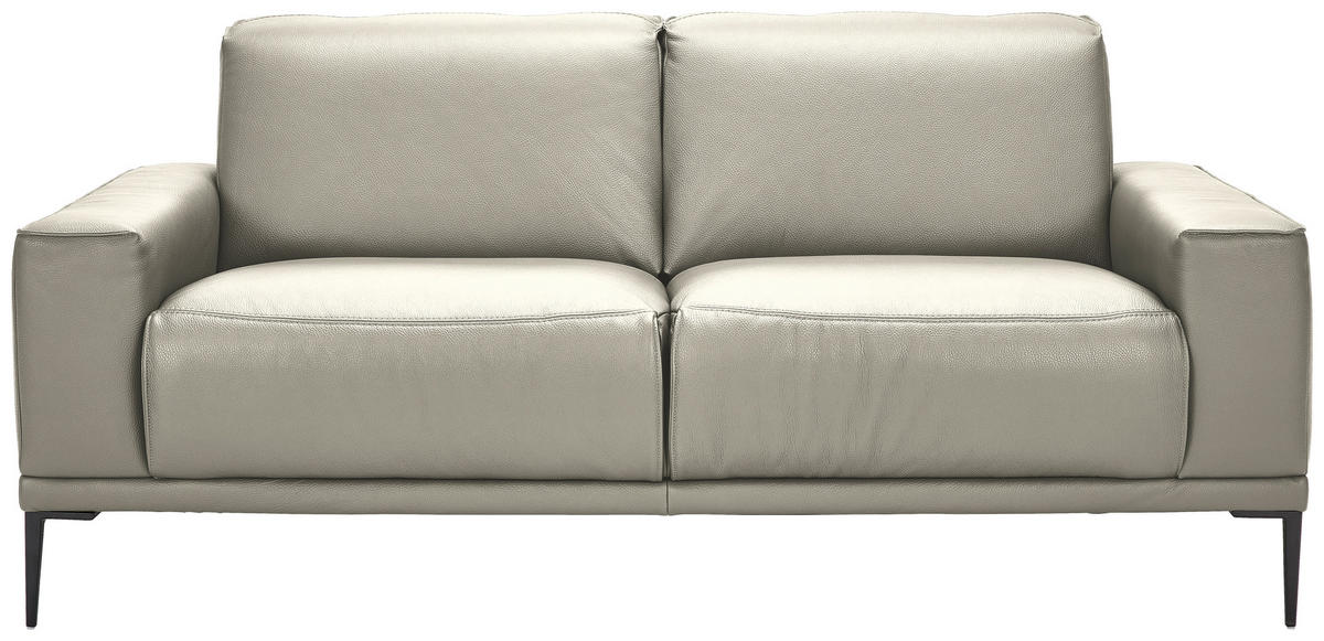 2-SITZER-SOFA in Echtleder Cappuccino  - Schwarz/Cappuccino, Design, Leder/Metall (180/82/92cm) - Johann Jakob