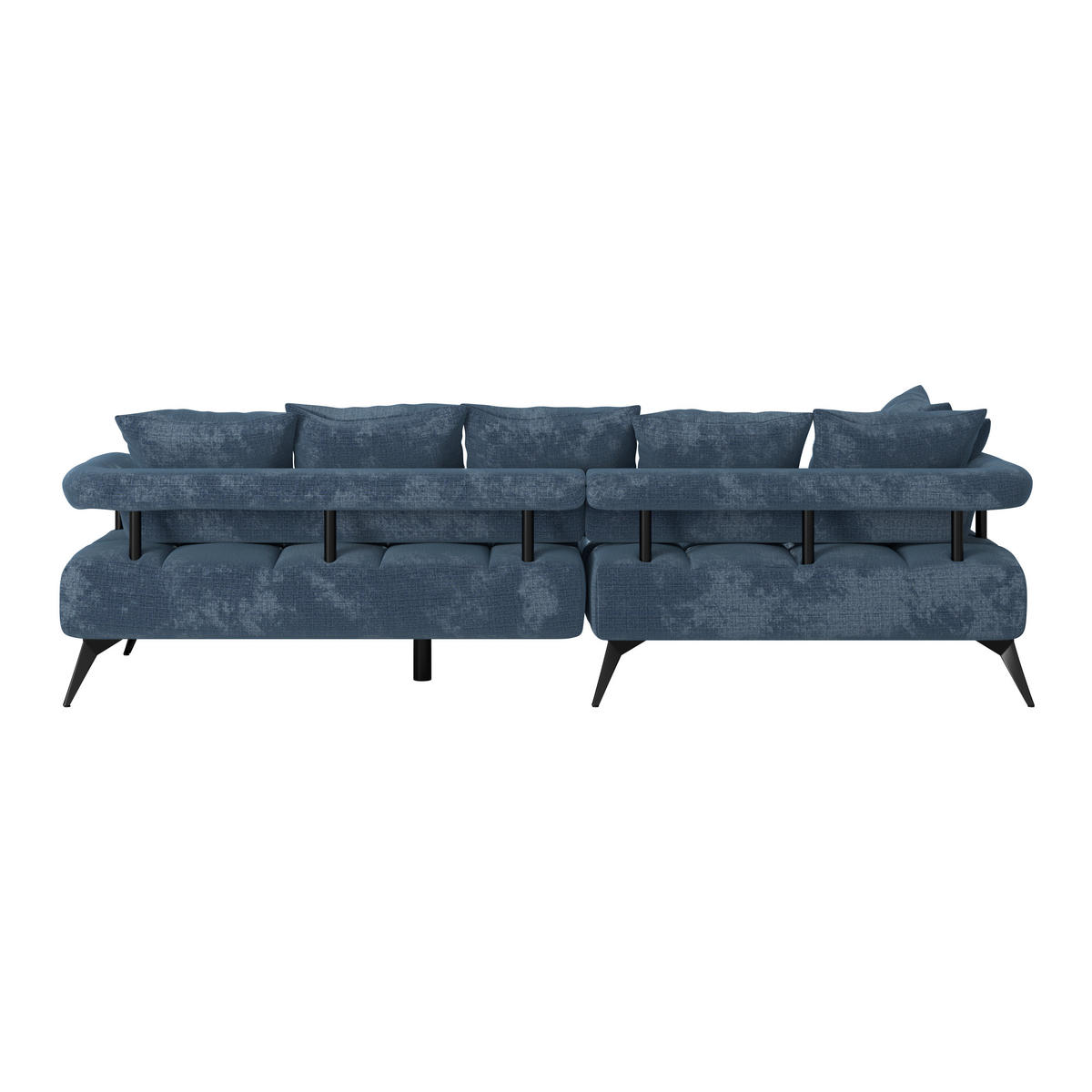 ECKSOFA in Flachgewebe Blau  - Blau/Schwarz, Modern, Kunststoff/Textil (200/297cm) - Livetastic