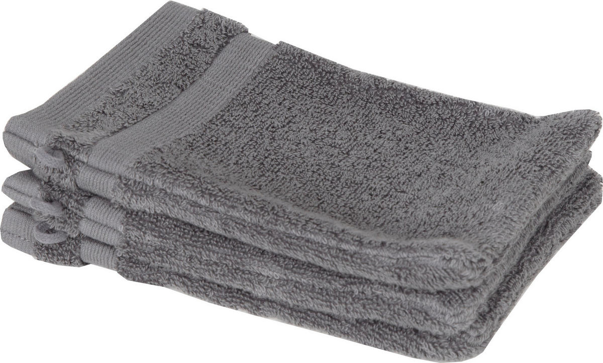 WASCHLAPPEN SW-Cuddly Anthrazit 3-teilig  - Anthrazit, Basics, Textil (16/21cm) - Schöner Wohnen