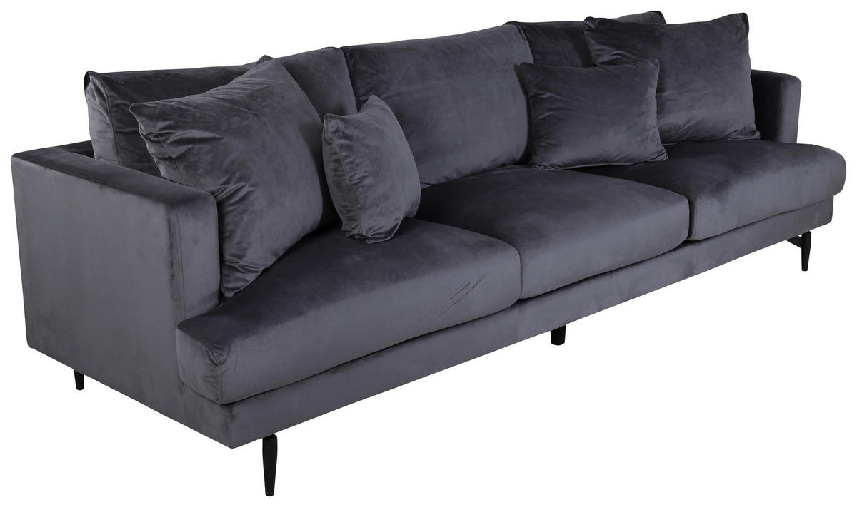 3-SITZER-SOFA in Schwarz, Dunkelgrau  - Dunkelgrau/Schwarz, Design, Kunststoff/Textil (260/86/88cm) - Livetastic