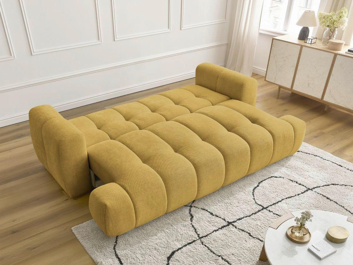 SCHLAFSOFA FUJI Leinenoptik Gelb  inkl.  - Gelb/Schwarz, MODERN, Kunststoff/Textil (251/113/88cm)