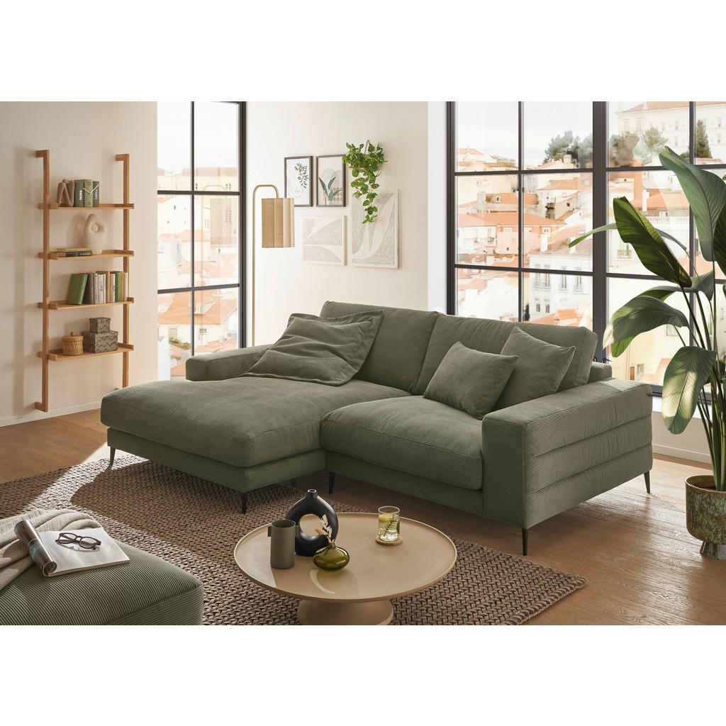 Thumbnail - Dieter Knoll Ecksofa, Grün, Textil, 3-Sitzer, Ottomane links, L-Form, 253x177 cm, Typenauswahl, Fußauswahl, Stoffauswahl...