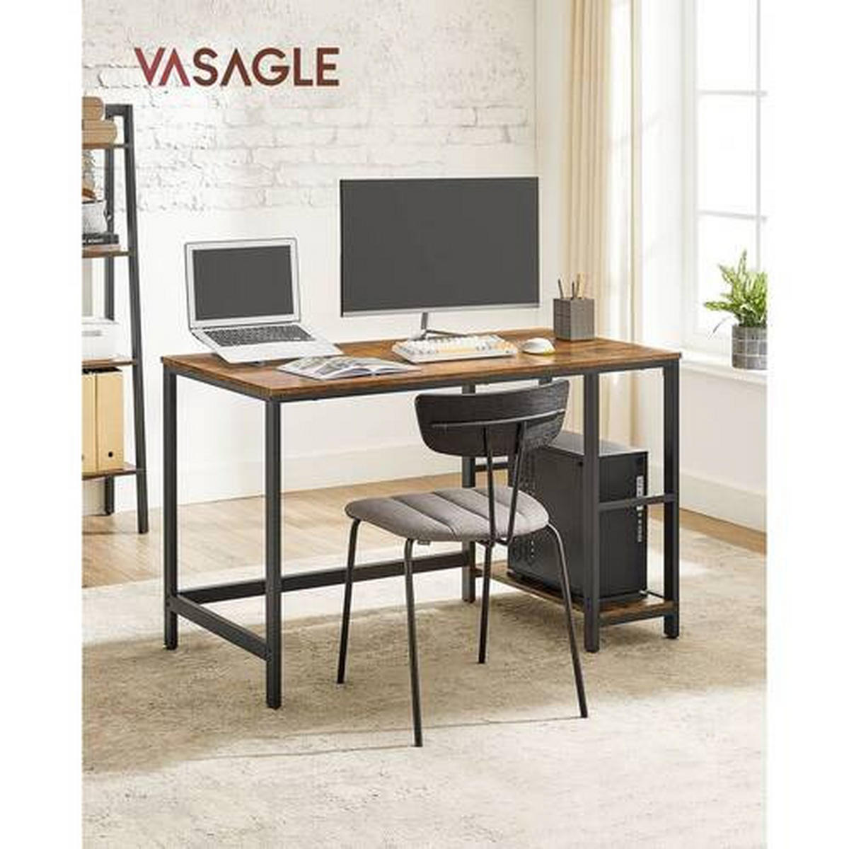 SCHREIBTISCH 120/60/75 cm  in Braun, Schwarz  - Schwarz/Braun, Basics, Holzwerkstoff/Metall (120/60/75cm) - Boxxx