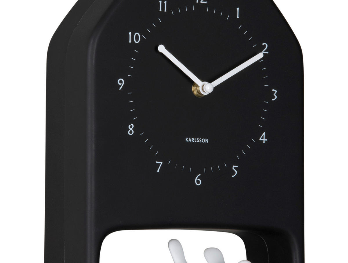 WANDUHR Love birds Schwarz 20/32/7 cm  - Schwarz, Basics, Kunststoff (20/32/7cm) - Karlsson