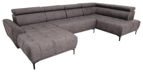 WOHNLANDSCHAFT in Velours Braun  - Schwarz/Braun, Design, Textil/Metall (172/340/191cm) - Stylife
