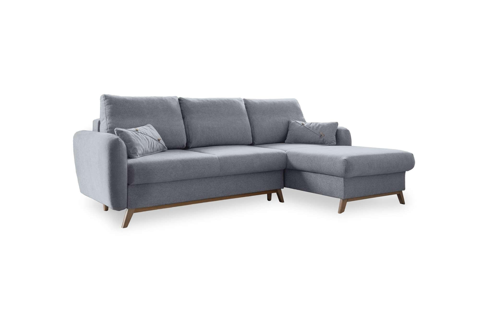 ECKSOFA Chenille Hellgrau  - Hellgrau/Naturfarben, Holz/Textil (235/157cm) - MID.YOU