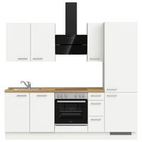 KÜCHENBLOCK 240 cm   in Weiß, Eichefarben  - Edelstahlfarben/Eichefarben, MODERN, Holzwerkstoff/Metall (240cm) - Nobilia
