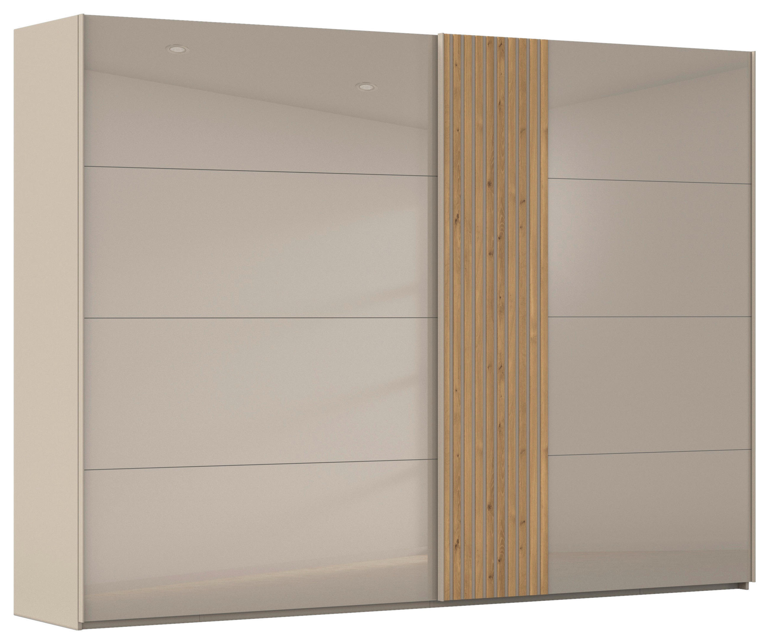SCHWEBETÜRENSCHRANK 301/223/68 cm,  in Eichefarben, Fango, 2 Tür(en)  - Fango/Eichefarben, Design, Glas/Holzwerkstoff (301/223/68cm) - Novel