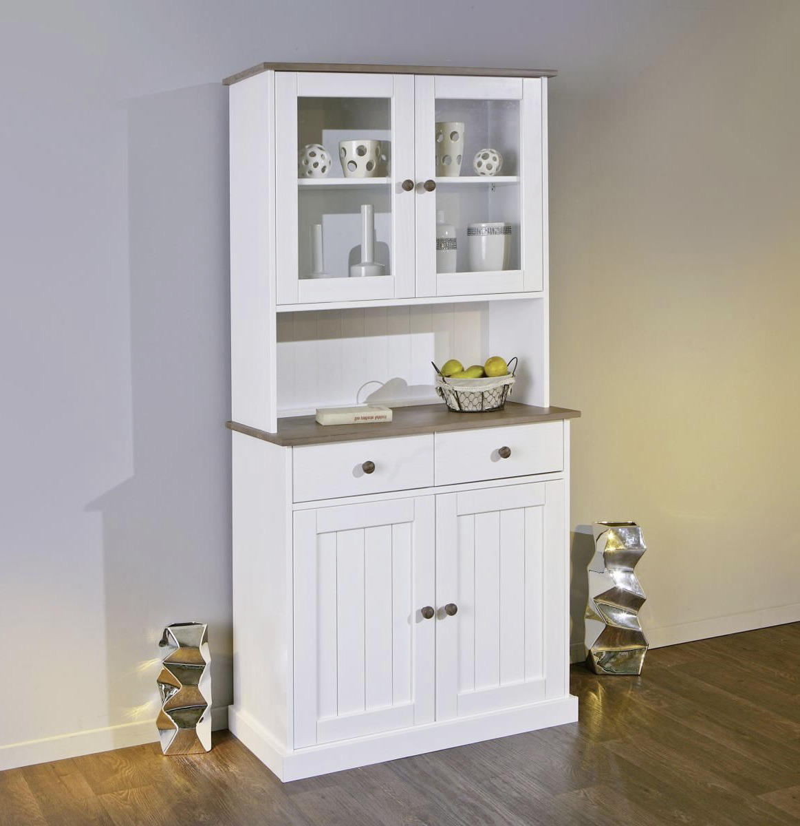 BUFFET 90/191/45 cm  in Weiß  - Braun/Weiß, LIFESTYLE, Holz (90/191/45cm) - MID.YOU