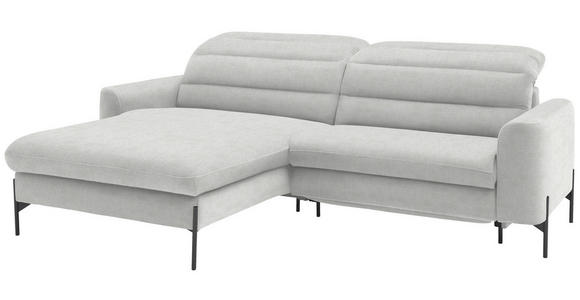 ECKSOFA in Flachgewebe Ecru 191/252 cm - Ecru/Schwarz, Design, Textil/Metall (191/252cm) - Dieter Knoll