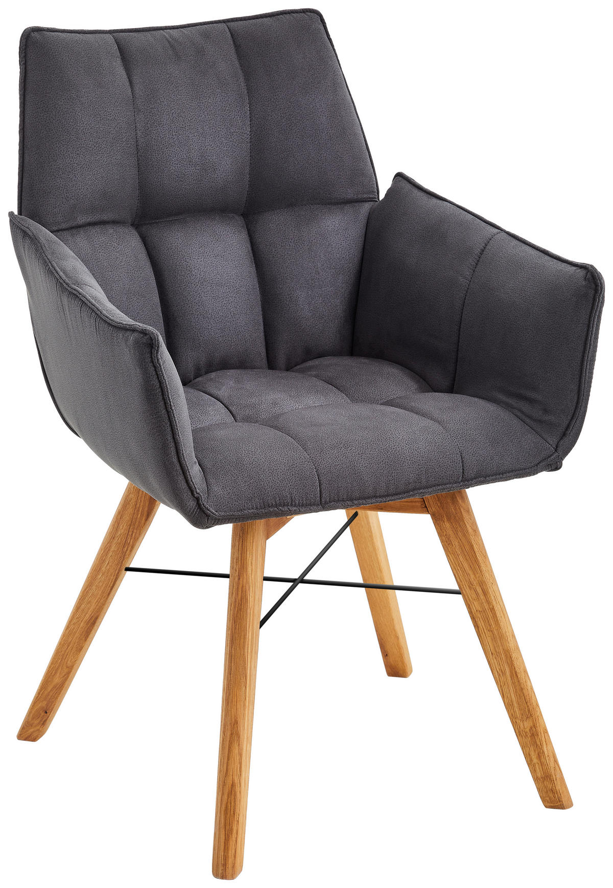 ARMLEHNSTUHL Flachgewebe  - Eichefarben/Schwarz, Design, Holz/Textil (61/87/63cm) - Waldwelt