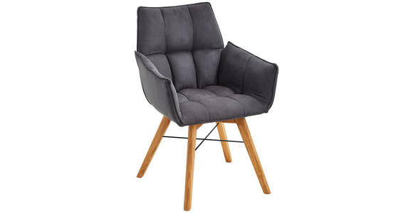 ARMLEHNSTUHL in Holz, Textil Schwarz, Eichefarben  - Eichefarben/Schwarz, Design, Holz/Textil (61/87/63cm) - Waldwelt