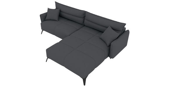ECKSOFA  in Cord Dunkelgrau  253/180 cm  - Dunkelgrau/Schwarz, KONVENTIONELL, Textil/Metall (253/180cm) - Carryhome