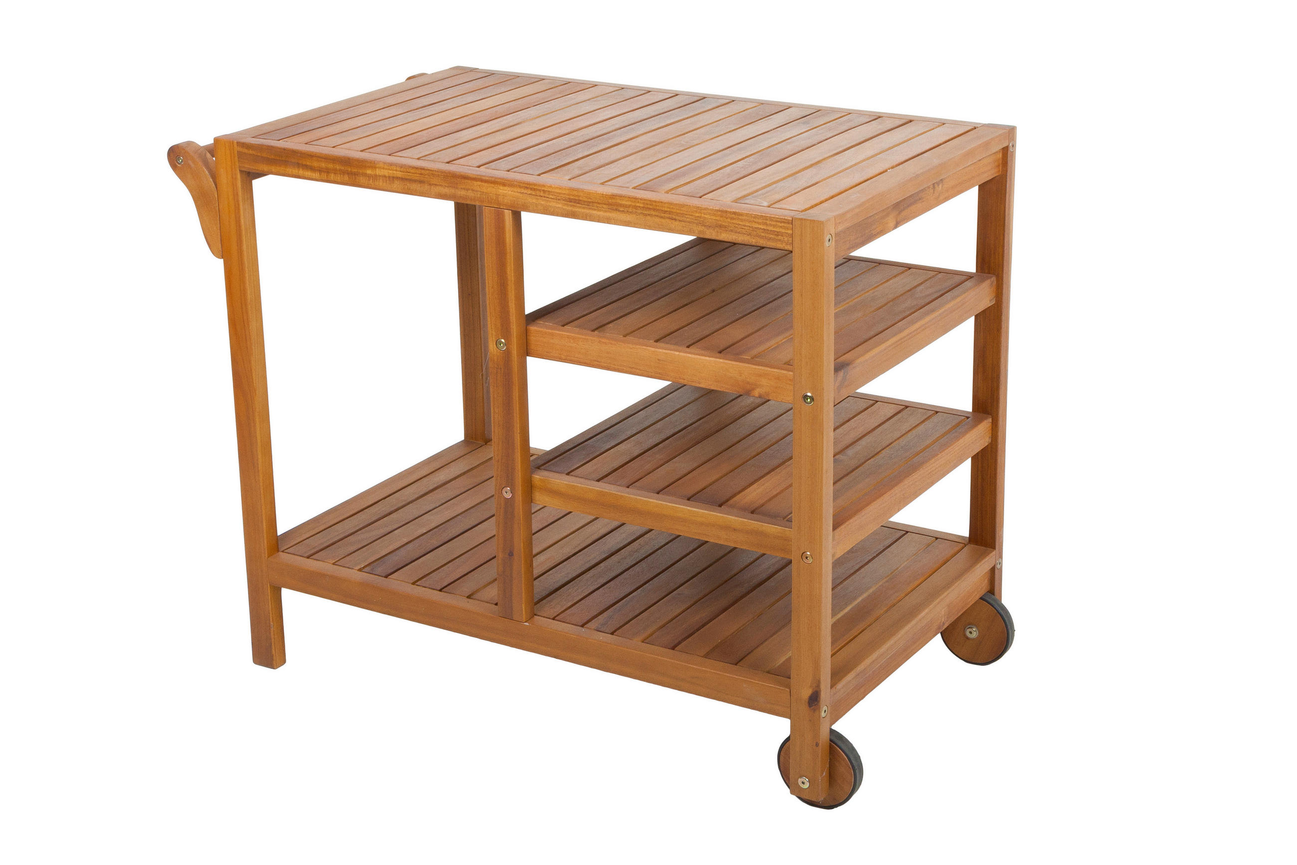 GARTEN-SERVIERWAGEN Holz  - Schwarz/Akaziefarben, Basics, Holz (54,5/75/89cm) - Gardenson