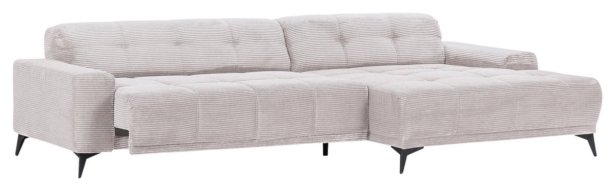 ECKSOFA in Cord Naturfarben  - Schwarz/Naturfarben, Konventionell, Textil/Metall (295/165cm) - Carryhome