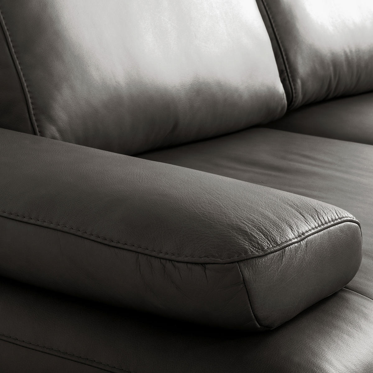 ECKSOFA  in Echtleder Anthrazit  306/237 cm  - Anthrazit/Schwarz, Design, Leder/Metall (306/237cm) - Livetastic