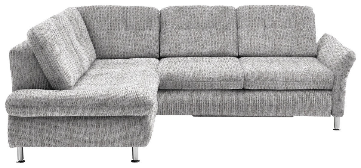 ECKSOFA in Webstoff Hellgrau  - Chromfarben/Hellgrau, Konventionell, Textil/Metall (210/242cm) - Beldomo Style
