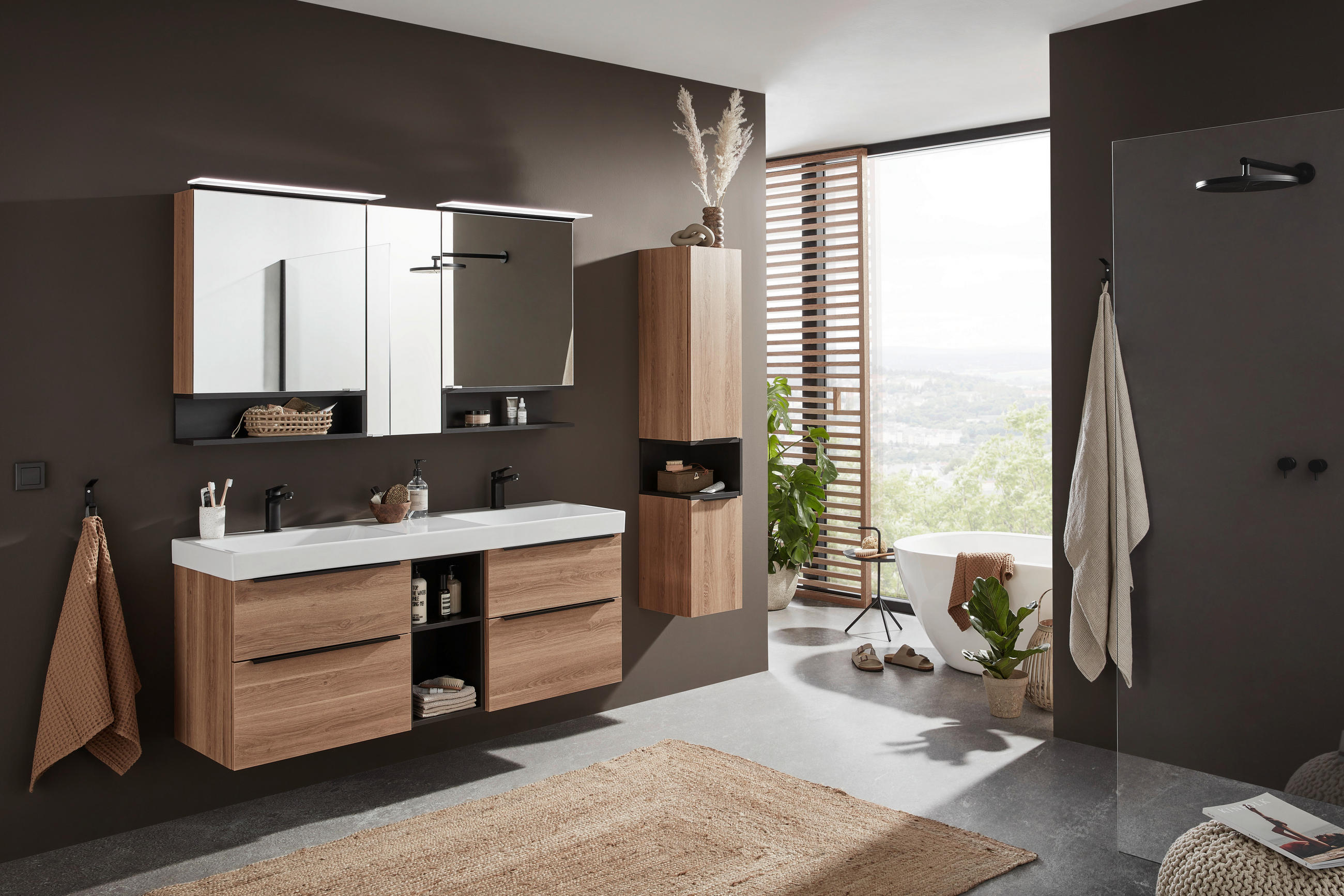 SPIEGELSCHRANK 150/80/15 cm  - Chromfarben/Eichefarben, Design, Glas/Holzwerkstoff (150/80/15cm) - Novel