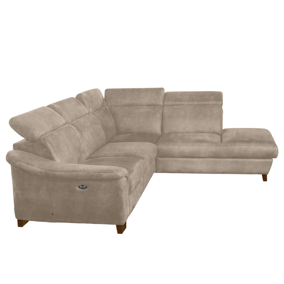 ECKSOFA TREND in Mikrofaser Taupe Bettkasten, Relaxfunktion, Kopfteilverstellung  276/238 cm  - Taupe/Wengefarben, Design, Holz/Textil (276/238cm) - Livetastic
