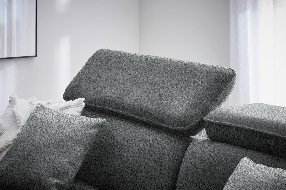 ECKSOFA in Flachgewebe Dunkelgrau  - Dunkelgrau/Schwarz, Design, Holz/Textil (185/232cm) - Stylife