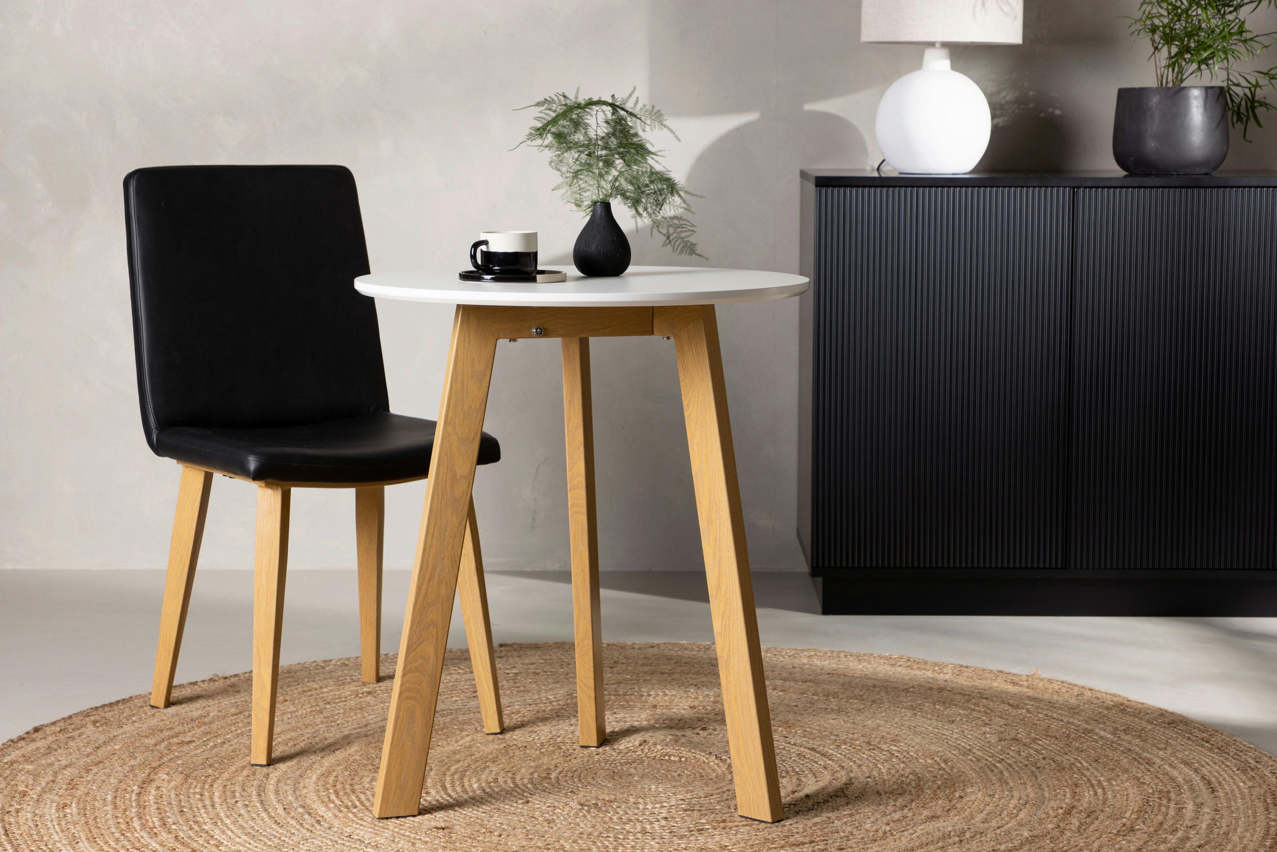 MATBORD i trä, metall 65/65/75 cm   - vit/ljusbrun, Design, metall/trä (65/65/75cm) - Livetastic