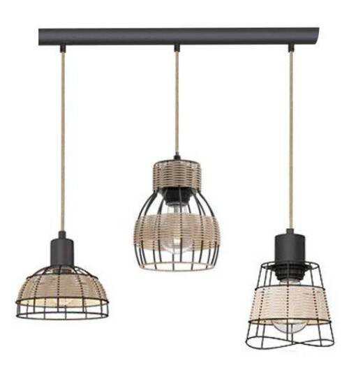 HÄNGELEUCHTE Tunis   - Schwarz/Naturfarben, LIFESTYLE, Holz/Metall (25cm)
