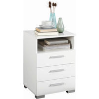 NOČNÍ STOLEK, vysoce lesklá bílá, 45/62/35 cm - barvy hliníku/vysoce lesklá bílá, Konvenční, kompozitní dřevo/plast (45/62/35cm) - Carryhome