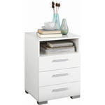 NACHTKÄSTCHEN 45/62/35 cm  in Weiß Hochglanz  - Weiß Hochglanz/Alufarben, KONVENTIONELL, Holzwerkstoff/Kunststoff (45/62/35cm) - Carryhome