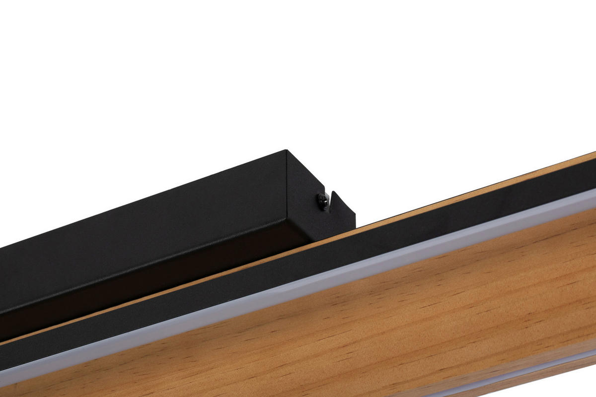 LED-DECKENLEUCHTE Nunki 114/12/11,5 cm   - Schwarz/Kieferfarben, Design, Holz/Kunststoff (114/12/11,5cm) - Novel