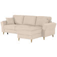 ECKSOFA in Flachgewebe Creme  - Eichefarben/Creme, KONVENTIONELL, Holz/Textil (265/159cm) - Carryhome