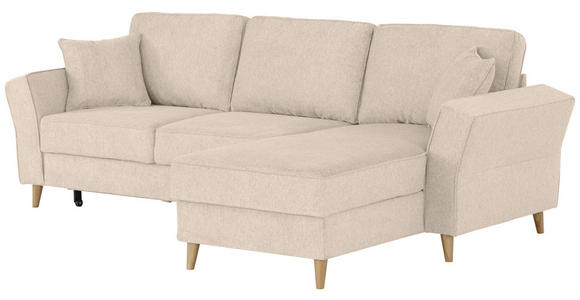 ECKSOFA in Flachgewebe Creme  - Eichefarben/Creme, KONVENTIONELL, Holz/Textil (265/159cm) - Carryhome