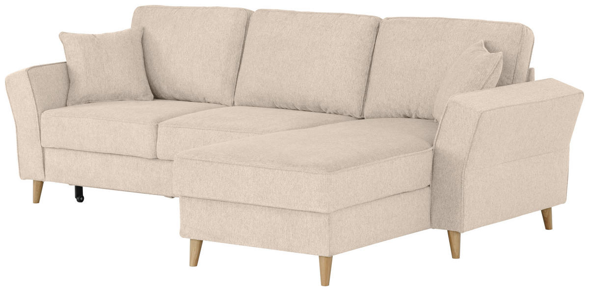 ECKSOFA in Flachgewebe Creme  - Eichefarben/Creme, Konventionell, Holz/Textil (265/159cm) - Carryhome