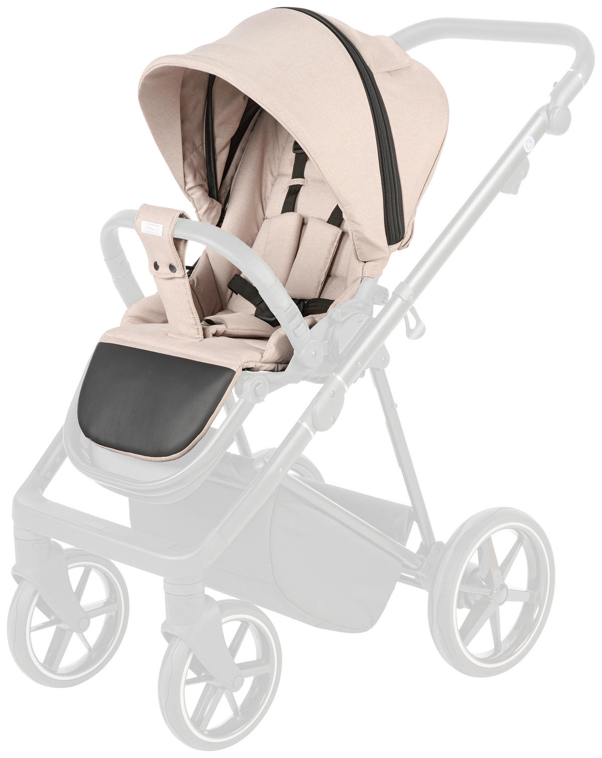 KINDERWAGENSET  - Taupe/Schwarz, Basics, Textil/Metall (57,5/116/101cm) - Jimmylee