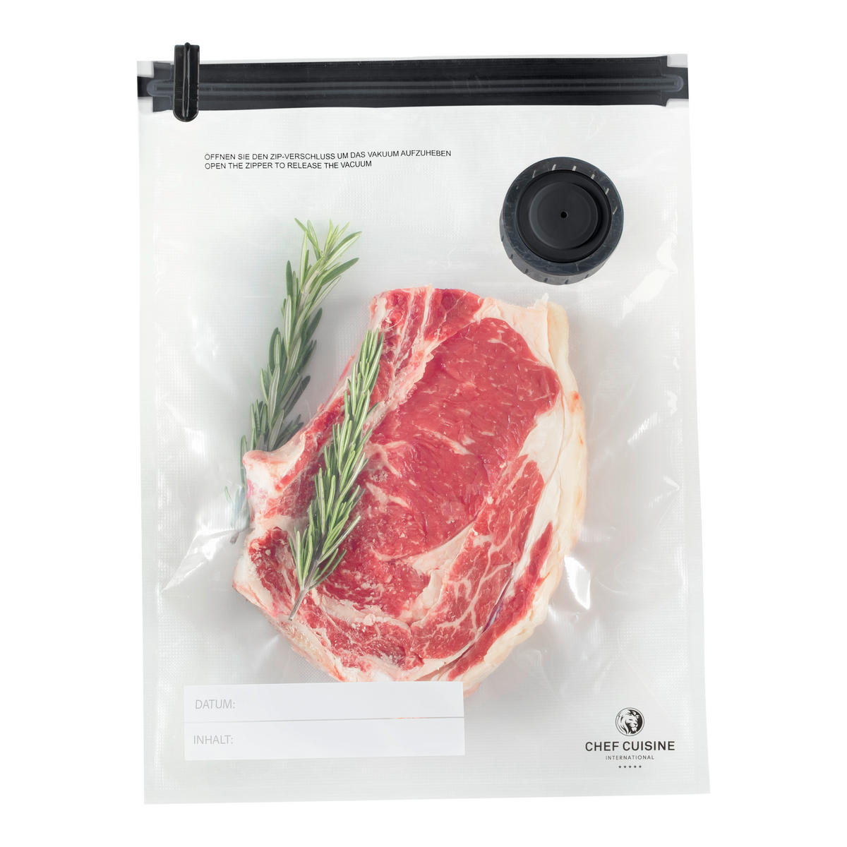 VAKUUM-LEBENSMITTELBEUTEL - Transparent/Schwarz, KONVENTIONELL, Kunststoff (1,25/4/8,5l) - CHEF CUISINE
