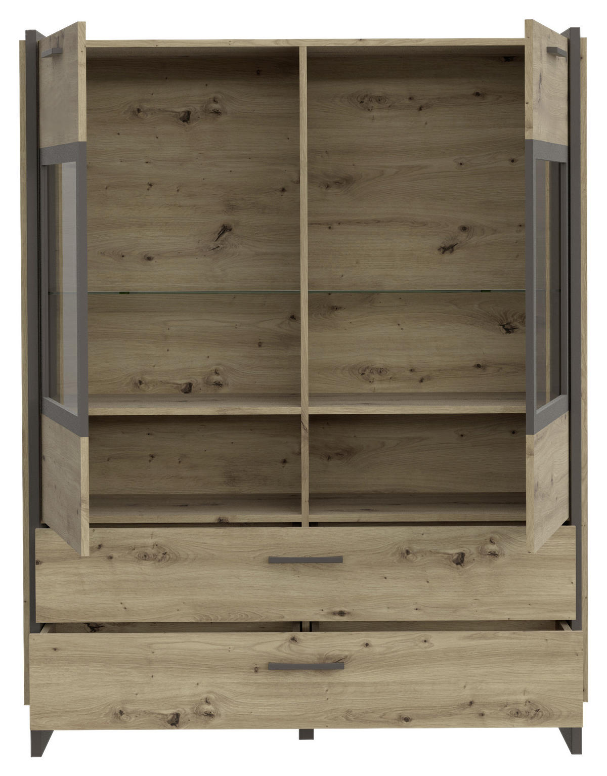 HIGHBOARD  in 117,1/150,1/41,3 cm  - Eichefarben/Grau, Modern, Glas/Holzwerkstoff (117,1/150,1/41,3cm) - Hom`in