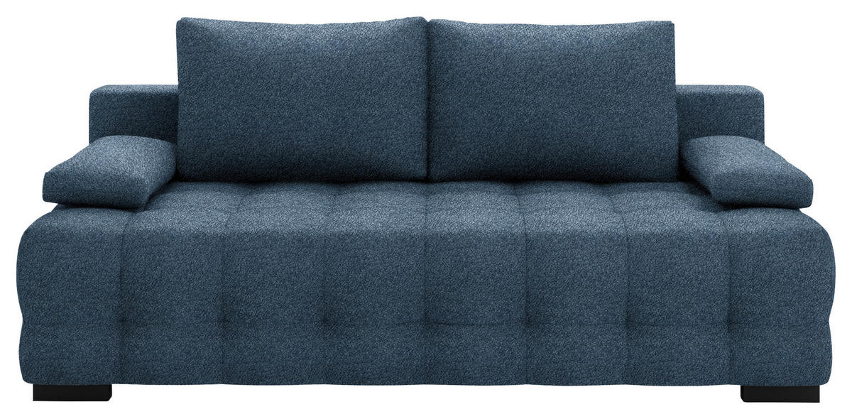 SCHLAFSOFA in Chenille, Plüsch Dunkelblau  - Schwarz/Dunkelblau, KONVENTIONELL, Kunststoff/Textil (209/96/100cm) - Stylife