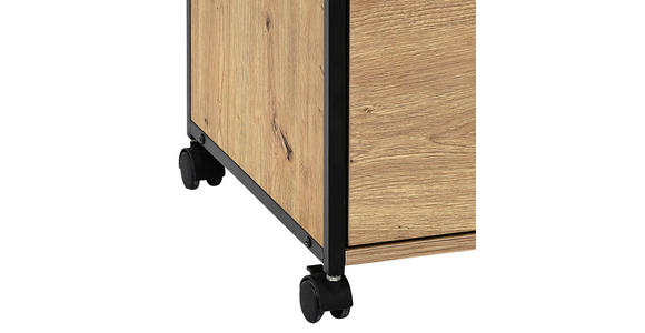 ROLLCONTAINER Schwarz, Eiche Artisan  - Schwarz/Eiche Artisan, Design, Holzwerkstoff/Kunststoff (43/66/45cm) - Carryhome