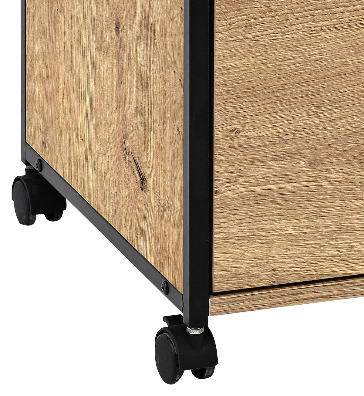 POJÍZDNÝ KONTEJNER, 43/66/45 cm - černá/dub artisan, Design, kov/kompozitní dřevo (43/66/45cm) - Carryhome