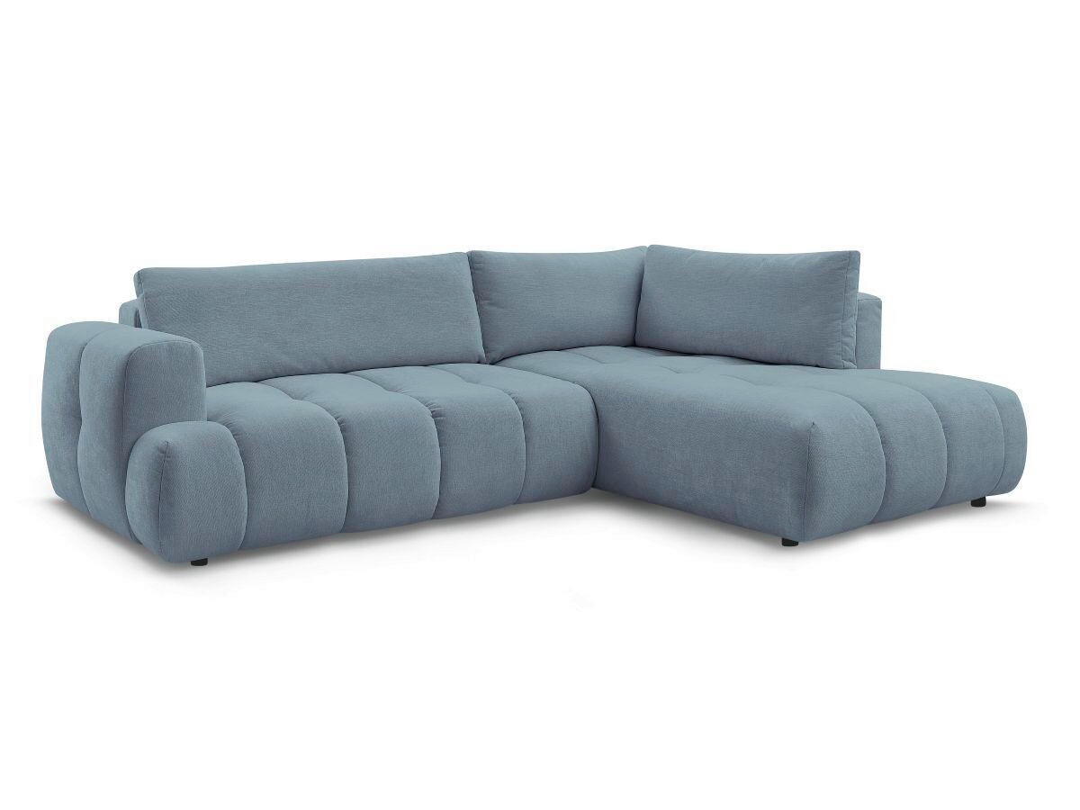 ECKSCHLAFSOFA FUJI Leinenoptik Hellblau  inkl.  - Schwarz/Hellblau, MODERN, Kunststoff/Textil (282/204cm)