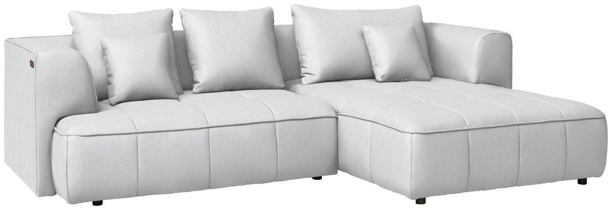 ECKSOFA Feincord Silberfarben  - Silberfarben/Schwarz, Design, Kunststoff/Textil (288/188cm) - Welnova