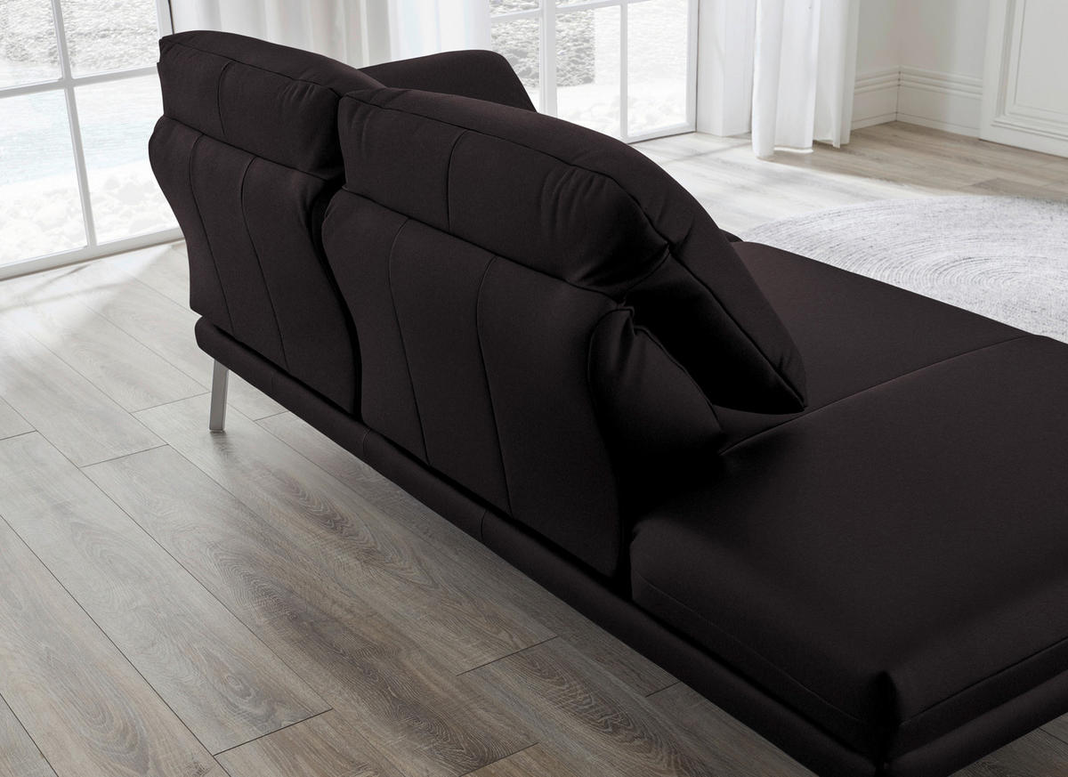 RÉCAMIERE in Echtleder Dunkelbraun  - Chromfarben/Dunkelbraun, Design, Leder/Metall (209/85-109/95-16cm) - Dieter Knoll